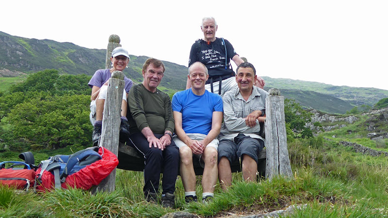 A group selfie on the giant seat on the way to Craflwyn Hall. Photo by Ed Bramley